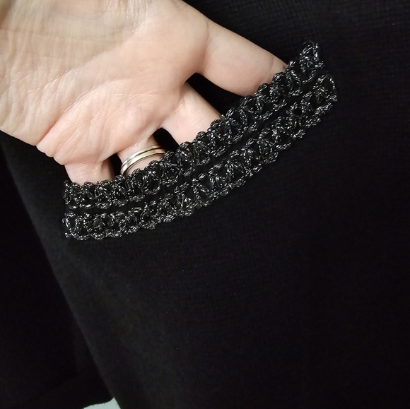 Chicos Jacket Black Half Zip Up Size Med Collared Thick Threading Cotton Knit - Picture 3 of 12